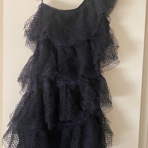 Navy blue Chloé one shoulder dress.